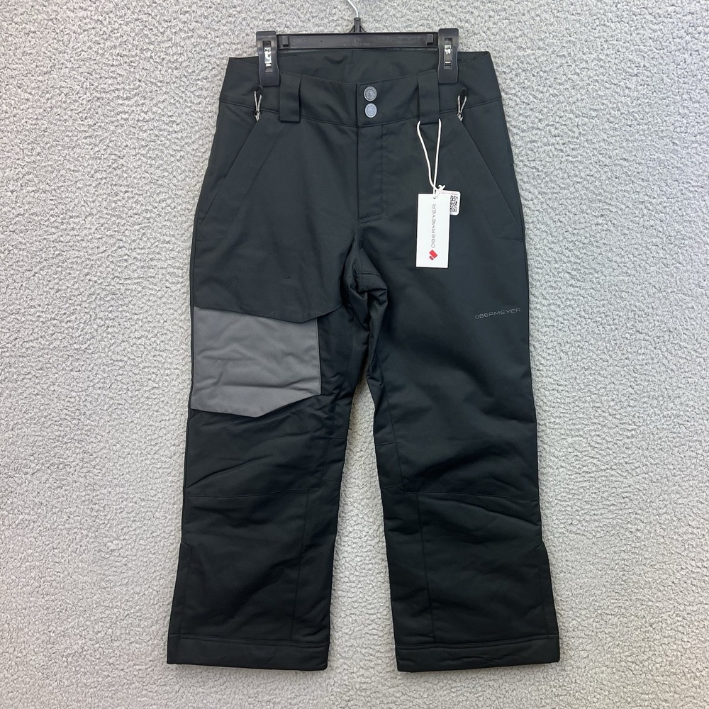 Obermeyer‎ Teen Boys Ski Snow Pants Black Size Med Brisk Print 10K MM